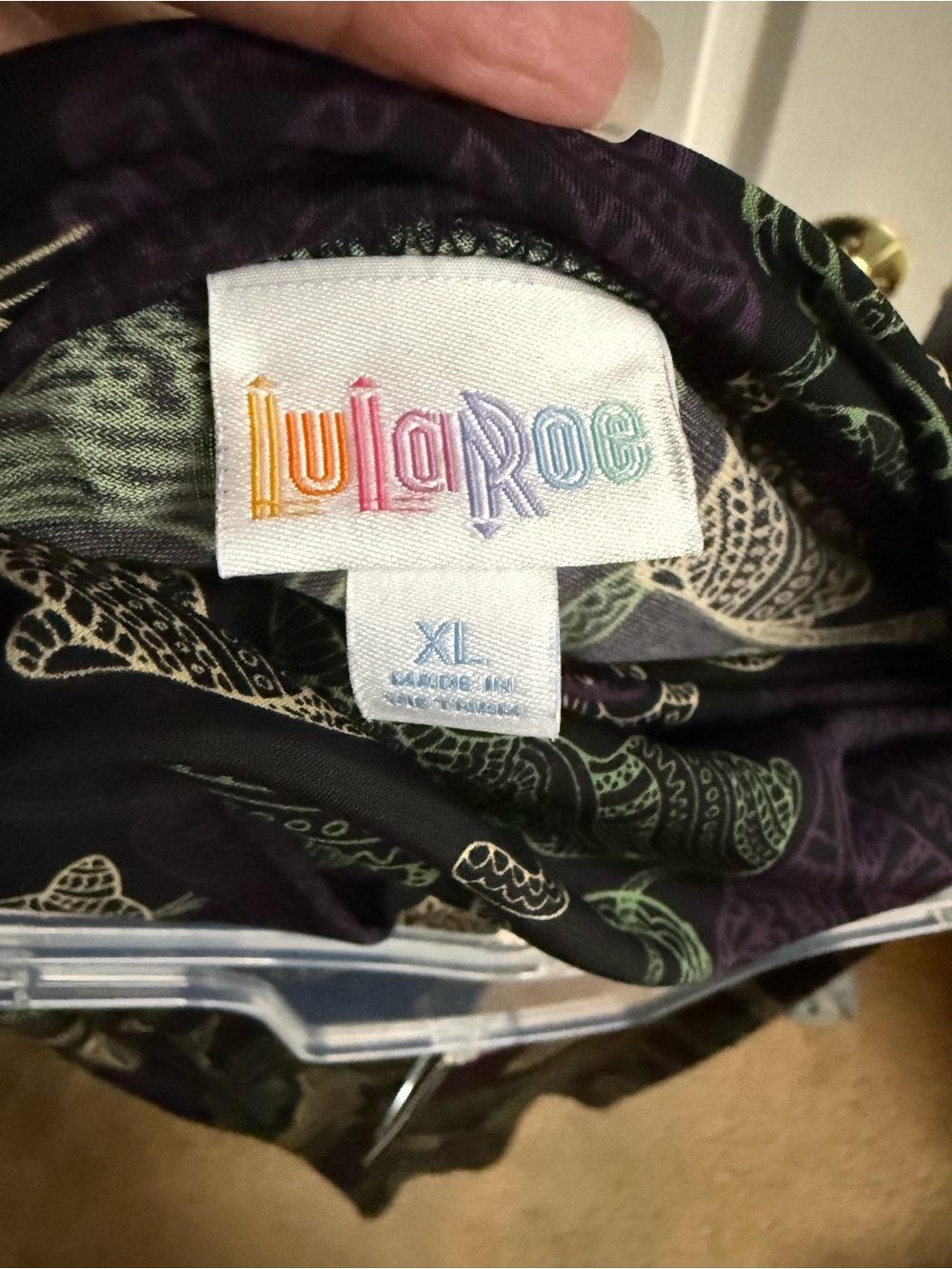 LuLaRoe Maxi Skirt in Black, Green & Purple - Picture 2 of 6